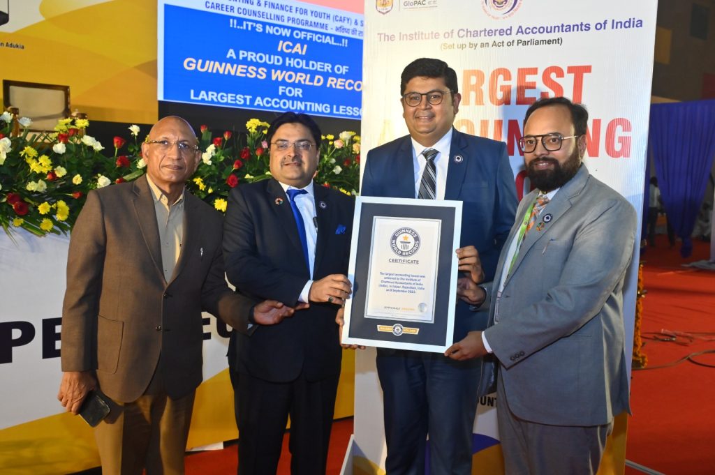 ICAI's Jaipur Mega Event Achieves Guinness World Record, Igniting the Aspirations of Future Finance Leaders.