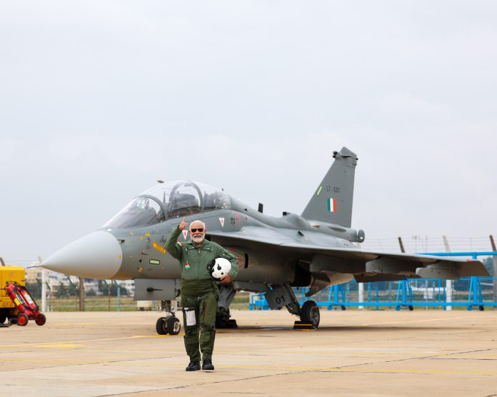 PM takes sortie on IAF multirole fighter jet Tejas on November 25, 2023.