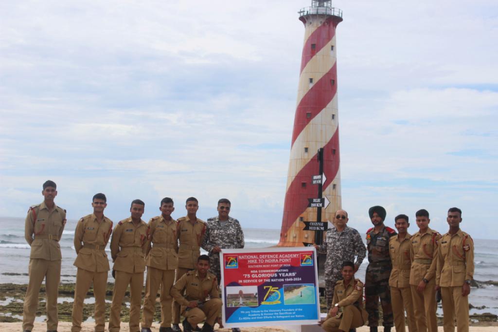 The hike to Indira Point (Southernmost corner of India) by a team comprising 10 NDA cadets and 03 instructors started on 01 Dec 2023 and will finish on 09 Dec 2023.