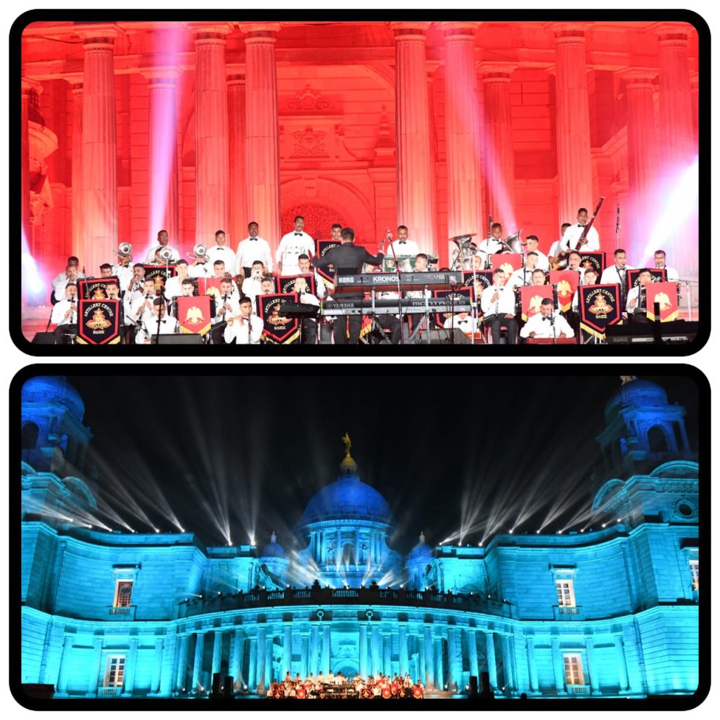 A mesmerising light and sound show at the historical Victoria Memorial on the 52nd Vijay Diwas celebration.