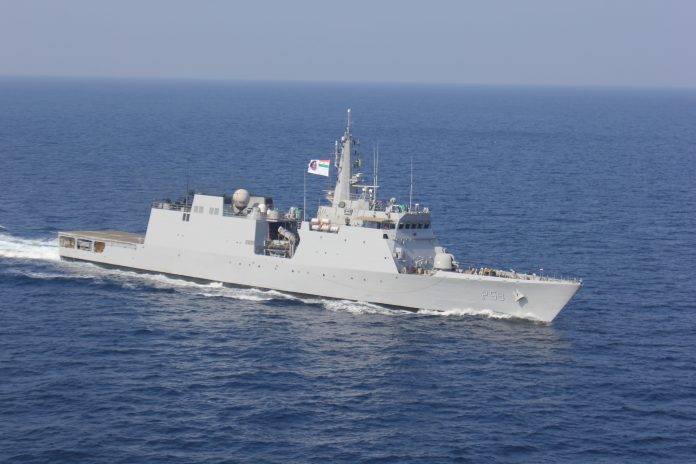 INS Sumitra, a Next Generation Offshore Patrol Vessel.