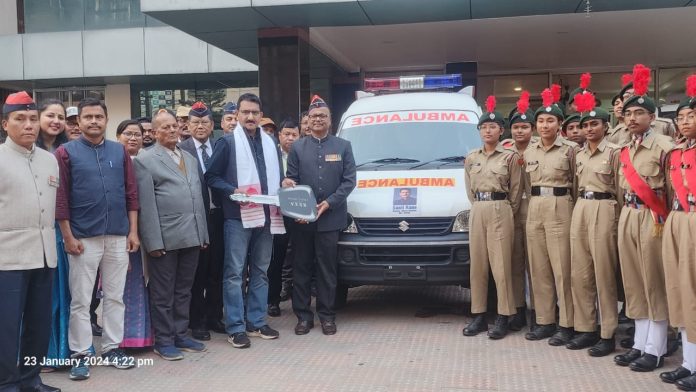 Atharva Foundation Chairman and MLA Borivali Shri Sunil Rane and team visited RSB Guwahati on 23 January 2024 and handed over the key of an ambulance to Brigadier Dinesh Ch Mazumdar (Retd) Directorate of Sainik Welfare, Guwahati in the presence of Ex-servicemen and armed forces personnel.