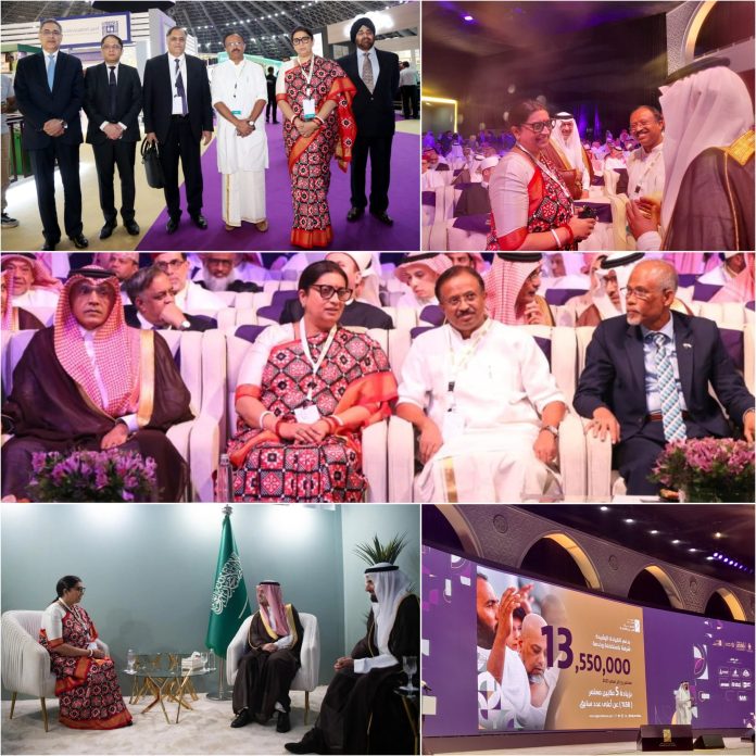 Union Minister for WCD and Minority Affairs, Smt. Smriti Zubin Irani and MoS for External Affairs and Parliamentary Affairs, Shri V. Muraleedharan attend inaugural session of Hajj and Umrah Conference at Jeddah, KSA.
