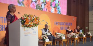 GIFT City to be the gateway for India’s vision to become a developed nation by 2047, says Smt. Nirmala Sitharaman Union Finance Minister Smt. Nirmala Sitharaman at the 10th Vibrant Gujarat Global Summit in Gandhinagar.