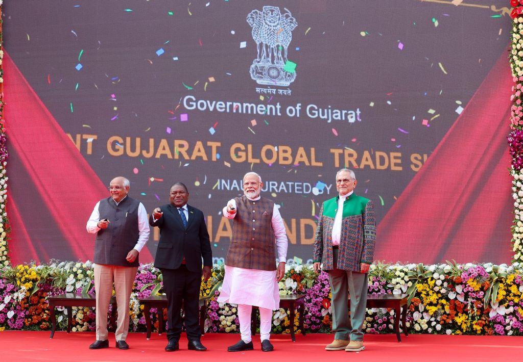 PM inaugurates Vibrant Gujarat Global Trade Show at Gandhinagar, in Gujarat on January 09, 2024.