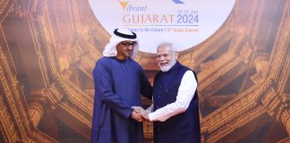 India-UAE Business Summit held as part of Vibrant Gujarat Global Summit 2024 to strengthen bilateral ties PM welcomes the President of UAE, Mohamed bin Zayed Al Nahyan at Vibrant Gujarat Global Summit 2024 in Gandhinagar, Gujarat on January 10, 2024.