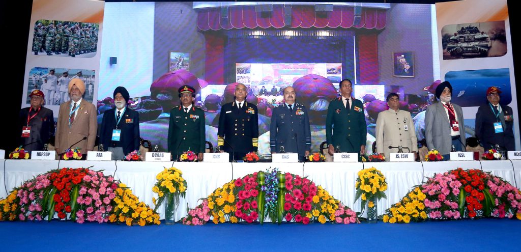 Glimpses of 8th Armed Forces Veterans’ Day event at Manekshaw Centre, Delhi Cantt, attended by Chief of the Air Staff Air Chief Marshal VR Chaudhari, Chief of the Naval Staff Admiral R Hari Kumar, Chief of Integrated Defence Staff to the Chairman, Chiefs of Staff Committee (CISC) Lt Gen JP Mathew as well as a number of ex-servicemen, on January 14, 2024.