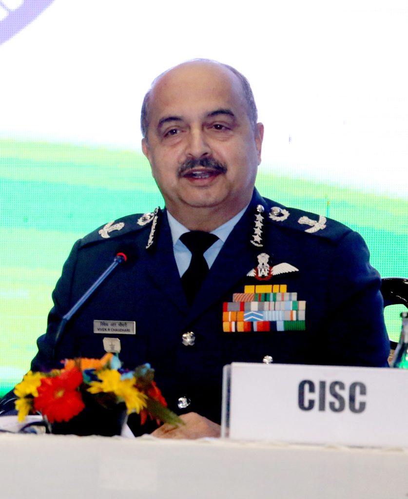 The Chief of the Air Staff Air Chief Marshal, VR Chaudhari addressing at the 8th Armed Forces Veterans’ Day event, in New Delhi on January 14, 2024.