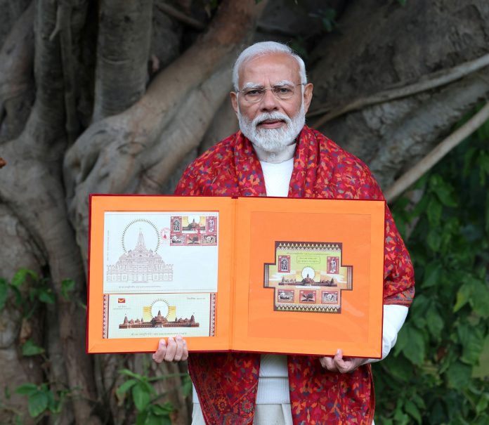 PM releases Commemorative Postage Stamps on Shri Ram Janmbhoomi Mandir & a book of stamps, in New Delhi on January 18, 2023.