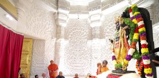 PM participates in Pran Pratishtha ceremony of Shri Ramlalla in the newly built Shri Ram Janmbhoomi Mandir in Ayodhya PM at the Pran Pratishtha ceremony of Shree Ram Janmaboomi Temple in Ayodhya, Uttar Pradesh on January 22, 2024.