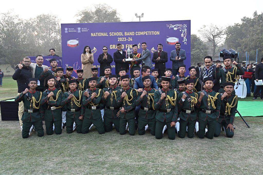 Glimpses of Grand Finale of the National School Band Competition 2023-24 as part of Republic Day celebrations 2024 at Major Dhyanchand National Stadium, in New Delhi on January 22, 2024. The Secretary, Ministry of Education, Shri Sanjay Kumar graced the event.