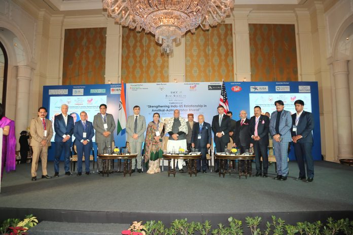 The Union Minister for Defence, Shri Rajnath Singh at the conference on Strengthening Indo-US Relationship in Amrit Kaal - Aatmanirbhar Bharat organised by Indo-American Chamber of Commerce, in New Delhi on January 30, 2024.