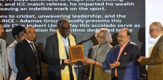 Cricket Legend Clive Lloyd Honoured at Adamas’s Grand Celebration Sir Clive H. Lloyd, the renowned and former Guyanese cricketer was bestowed with the Adamas Lifetime Achievement Award for his unparalleled contributions to the world of sports.
