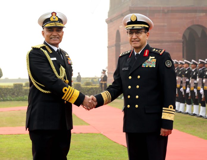 Admiral Fahad Abdullah S Al-Ghofaily (Right) called on Adm R Hari Kumar, the Chief of the Naval Staff, Indian Navy (Left) on 11 Jan 24 at New Delhi.