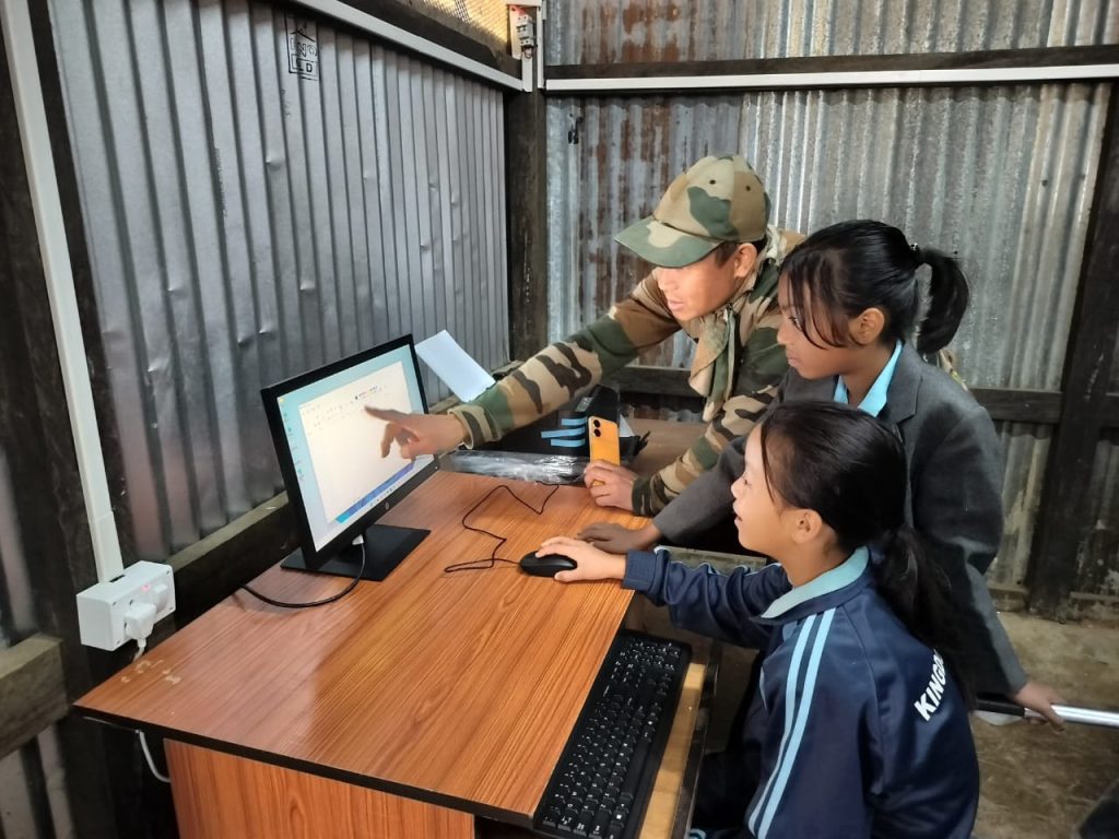 ASSAM RIFLES ESTABLISHED A COMPUTER CELL AND COMMENCED BASIC COMPUTER TRAINING AT RANI GAIDINLIU SCHOOL, VILLAGE LUNGKAO IN MANIPUR.