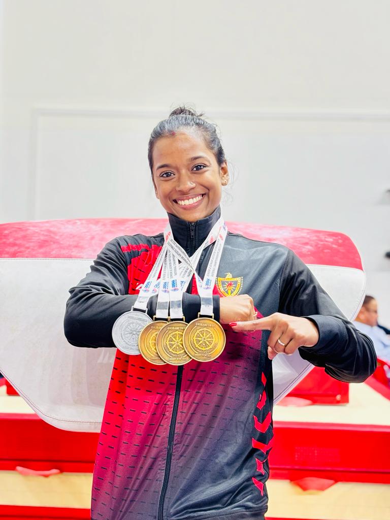 Pranati Das exhibited stellar athleticism, securing a remarkable haul of 3 Gold and 1 Silver medal.
