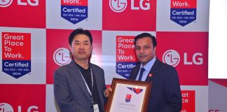 LG Electronics India Certified as a Great Place To Work L-R: Mr. Hong Ju Jeon- MD of LG Electronics India, and Mr. Jwanam Kim- Expat HR Head, LG Electronics India.