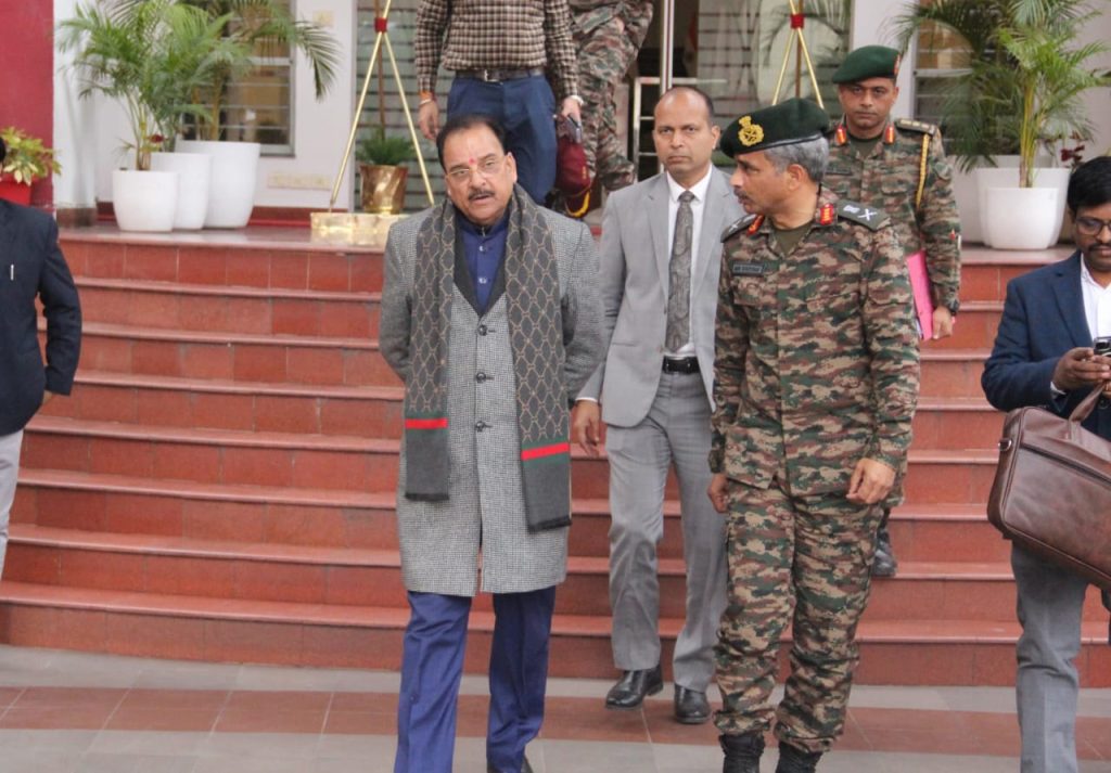 The Minister of State for Defence and Tourism, Shri Ajay Bhatt at the Western Command, in Chandimandir on February 12, 2024.