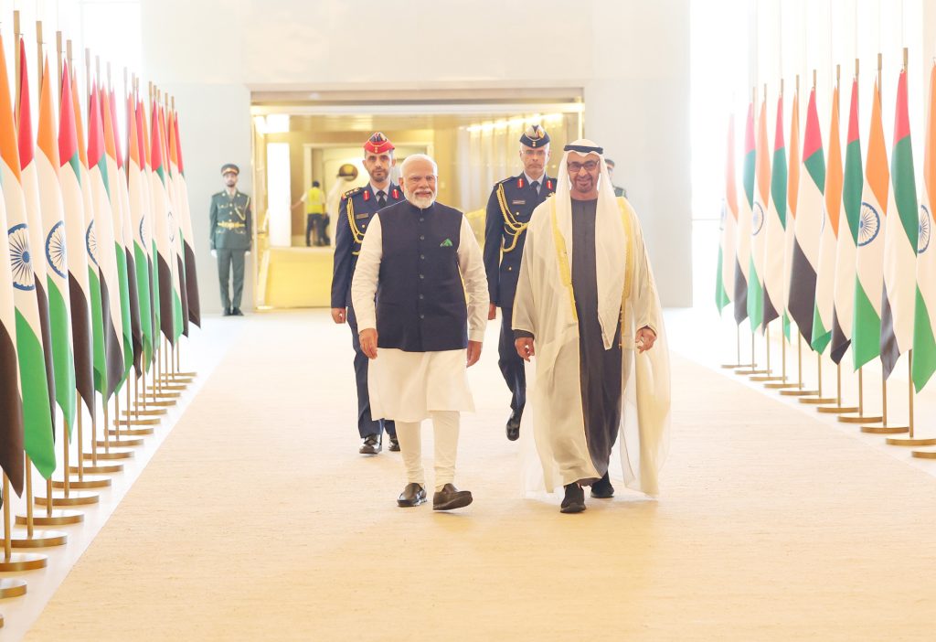 PM accorded ceremonial welcome and also Guard of Honour upon his arrival at Abu Dhabi, in United Arab Emirates (UAE) on February 13, 2024.