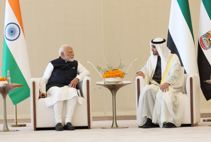PM attends the India-UAE delegation level talks with the President of the United Arab Emirates, Sheikh Mohammed bin Zayed Al Nahyan at Abu Dhabi, in United Arab Emirates (UAE) on February 13, 2024.