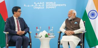 PM meets the President of the Republic of Madagascar on the sidelines of the World Governments Summit in Dubai 2024 PM in a bilateral meeting with the President of Madagascar, Mr. Andry Rajoelina, in Abu Dhabi on February 14, 2024.