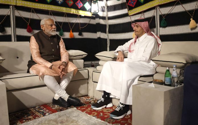 PM meeting the Prime Minister of Qatar, Sheikh Mohammed bin Abdulrahman Al Thani, in Doha, Qatar on February 14, 2024. PM meeting the Prime Minister of Qatar, Sheikh Mohammed bin Abdulrahman Al Thani, in Doha, Qatar on February 14, 2024.
