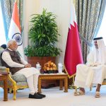 PM holds a bilateral meeting with the Emir of Qatar, Sheikh Tamim bin Hamad Al Thani at Doha, in Qatar on February 15, 2024.