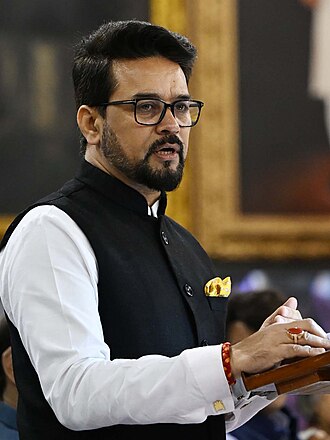 The Union Minister for Information & Broadcasting, Youth Affairs and Sports, Shri Anurag Singh Thakur (Image from Wikipedia)