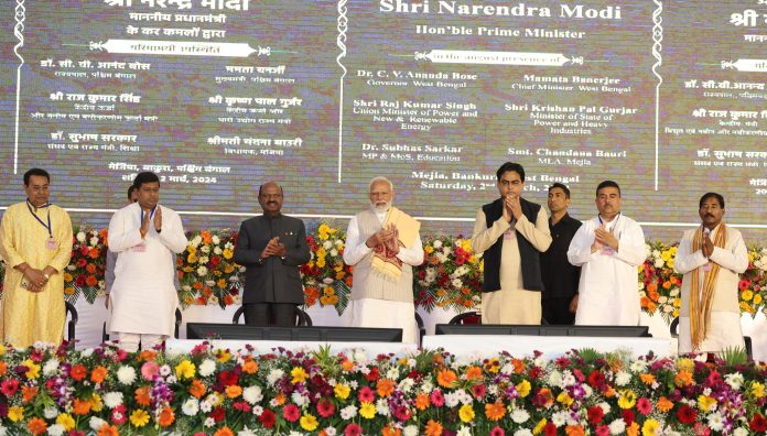 PM dedicates to nation and lays foundation stone for multiple development projects at Krishnanagar, in West Bengal on March 02, 2024.