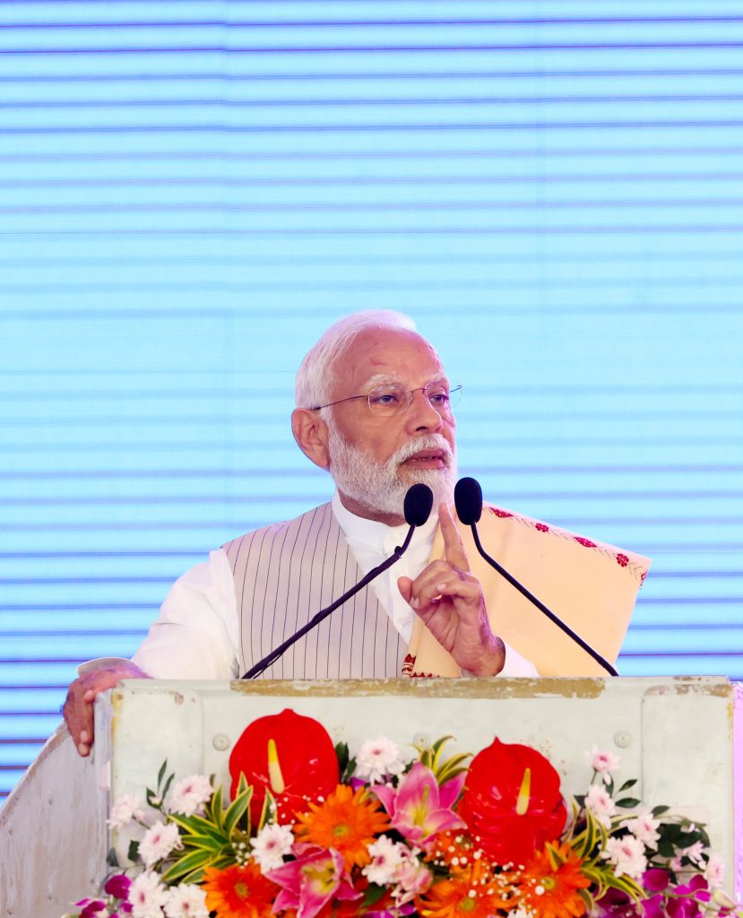 PM addressing at foundation stone laying for multiple development projects at Krishnanagar, in West Bengal on March 02, 2024.