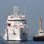Indian Coast Guard Ship Samudra Paheredar arrives at Manila Bay, in Philippines on March 25, 2024.