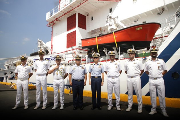 Indian Coast Guard Ship Samudra Paheredar arrives at Manila Bay, in Philippines on March 25, 2024.