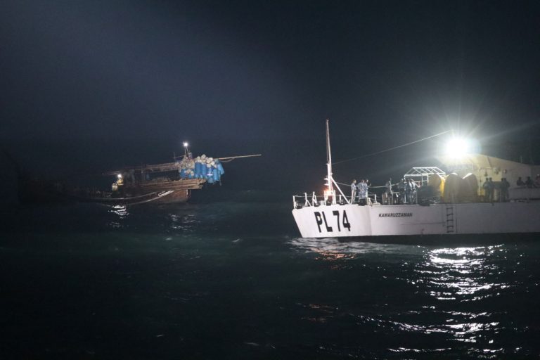 Indian Coast Guard rescues 27 Bangladeshi fishermen hands over them to Bangladesh Coast Guard on April 04, 2024.