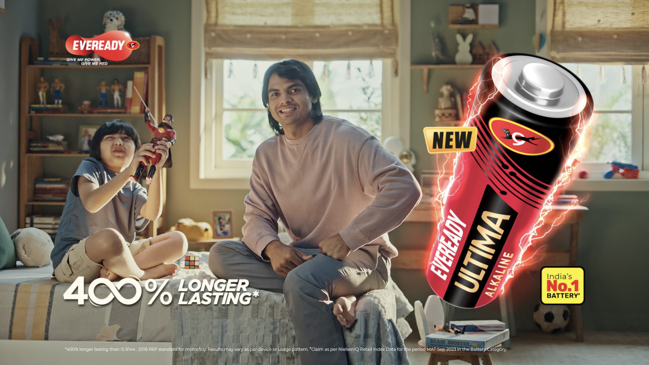 Neeraj Chopra features in the latest TVC of Eveready's Ultima Alkaline battery.