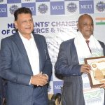 Mr. Rishabh C. Kothari, Immediate Past President, MCCI presenting a memento to H. E. Mr. Demeke Atnafu Ambulo, Ambassador Extraordinary and Plenipotentiary, Embassy of the Federal Democratic Republic of Ethiopia at a Special Session on India-Ethiopia Bilateral Ties & Trade held (TODAY) 10.04.2024 at MCCI. On his right - Mr. Srikant Jain, Co-Chairman, Council on Foreign Trade, MCCI and Mr. Ravi Agarwal, Committee Member, MCCI.