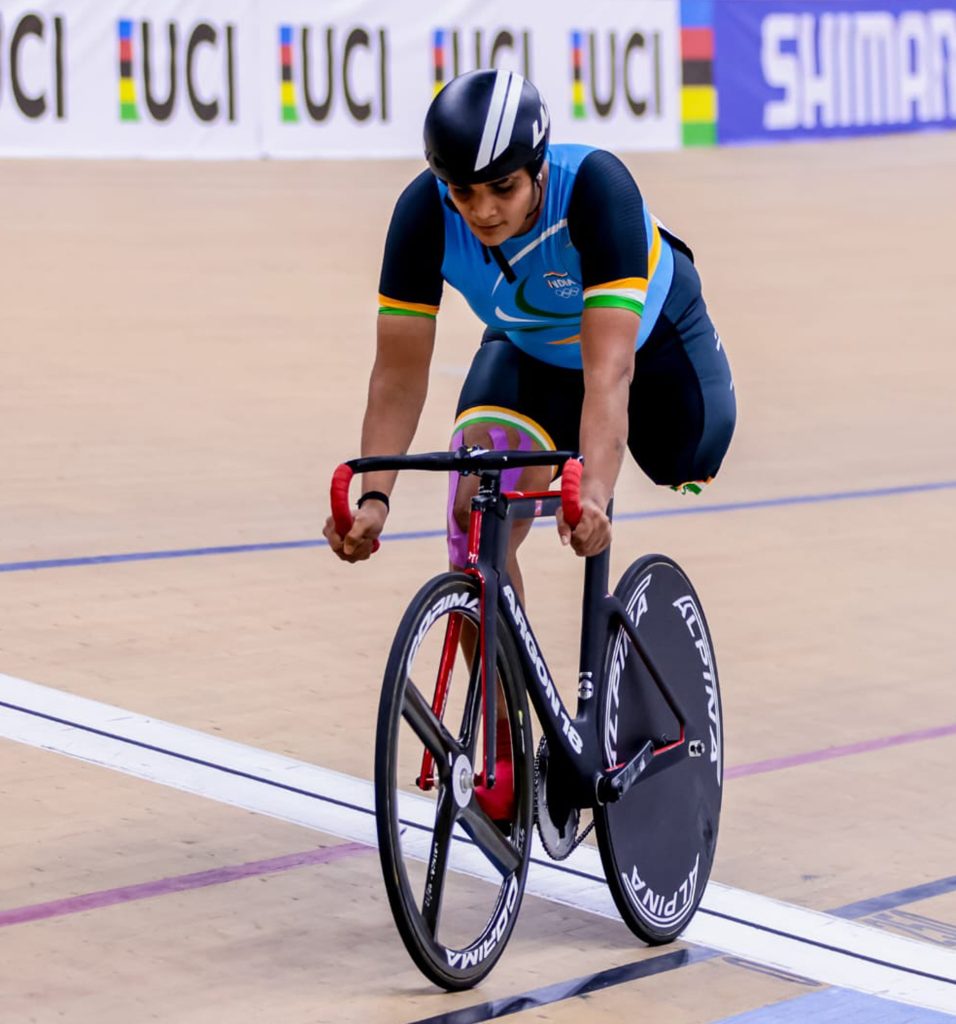 An above knee amputee para-cyclist, Jyoti Gaderiya, from the Aditya Mehta Foundation, who notched up the World Ranking No. 2 in the latest Women Elite C2 - Track Para Rankings.