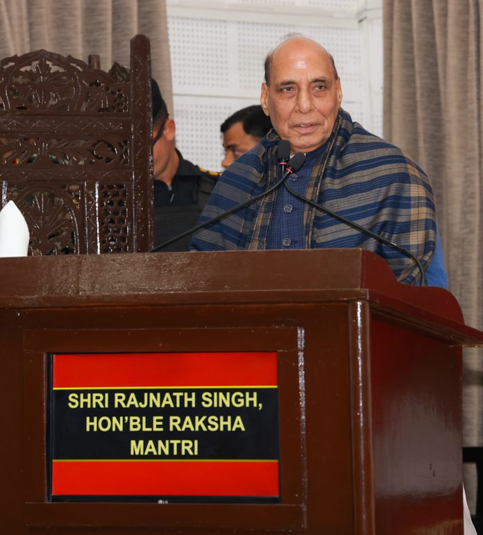 The Union Minister for Defence, Shri Rajnath Singh addressing the troops at Army War College in Mhow, Madhya Pradesh on December 29, 2024. The Union Minister for Defence, Shri Rajnath Singh addressing the troops at Army War College in Mhow, Madhya Pradesh on December 29, 2024.