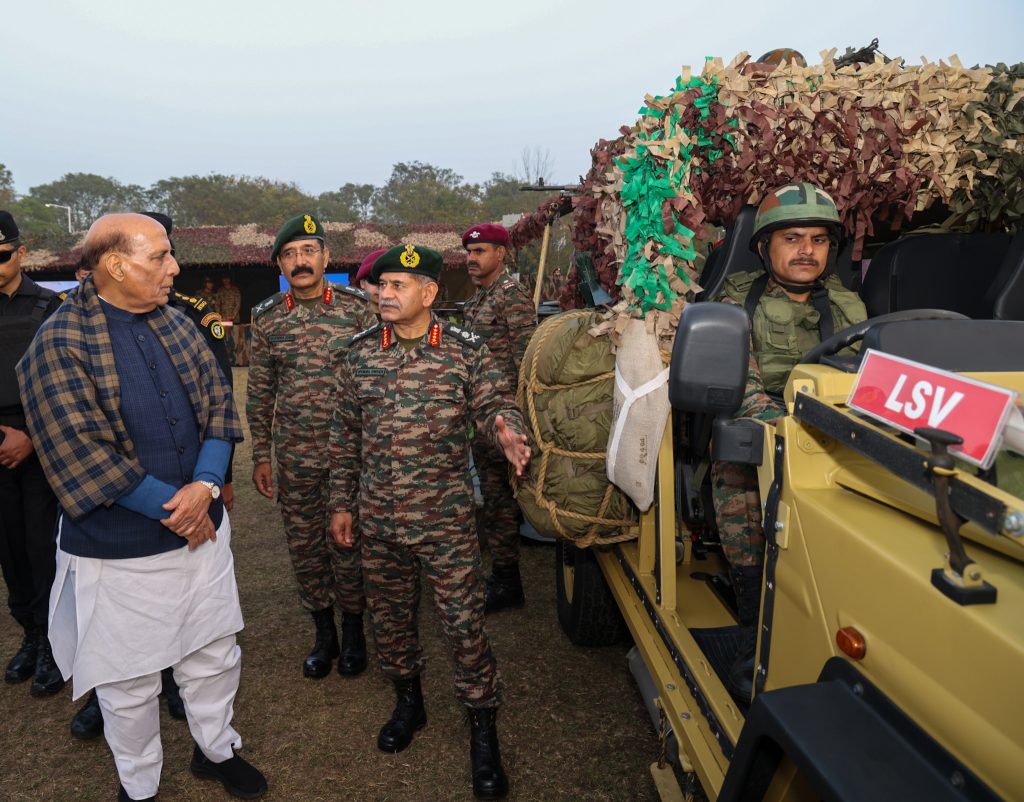 The Union Minister for Defence, Shri Rajnath Singh visited to the Army Marksmanship Unit at Mhow, in Madhya Pradesh on December 29, 2024.