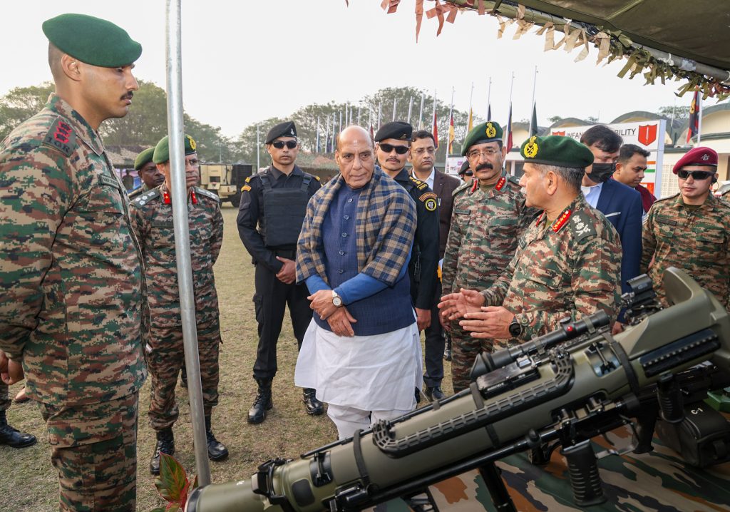 The Union Minister for Defence, Shri Rajnath Singh visited to the Army Marksmanship Unit at Mhow, in Madhya Pradesh on December 29, 2024.