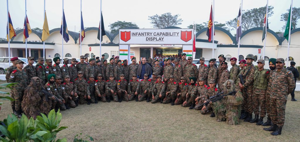 The Union Minister for Defence, Shri Rajnath Singh visited to the Army Marksmanship Unit at Mhow, in Madhya Pradesh on December 29, 2024.