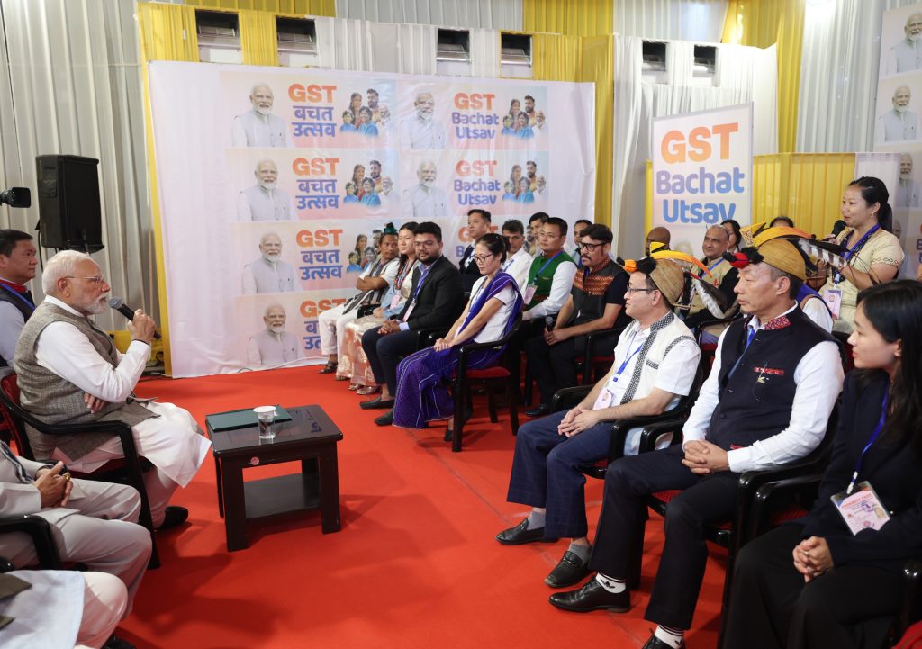 PM interacts with local Traders and Merchants on GST reforms at Itanagar, in Arunachal Pradesh on September 22, 2025.