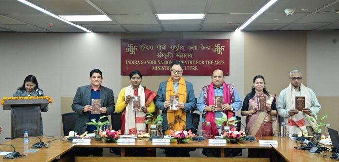 Dignitaries releasing the book ‘Bhartiya Janjatiya Samaj’