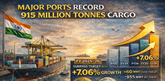 Major Ports Record 915 Million Tonnes Cargo in FY 2025–26, Surpass Target with 7.06% Growth Major Ports Record 915 Million Tonnes Cargo in FY 2025–26, Surpass Target with 7.06% Growth