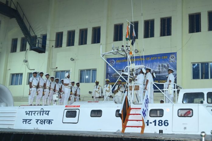 INDIAN COAST GUARD DECOMMISSIONS HOVERCRAFT H-186 AFTER DISTINGUISHED SERVICE.