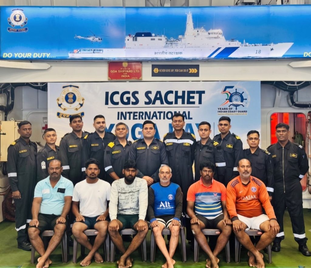 INDIAN COAST GUARD RESCUES SIX FISHERMEN IN CHALLENGING SEARCH AND RESCUE OPERATION OFF MANGALURU.