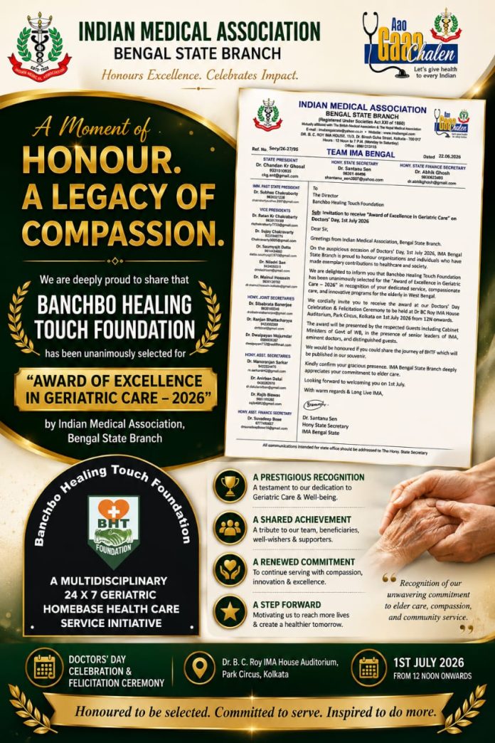 Banchbo Healing Touch Foundation to Receive IMA Bengal's Award of Excellence in Geriatric Care 2026