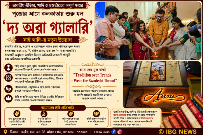 পুজোর আগে কলকাতায় ‘দ্য অরা গ্যালারি’র যাত্রা, ভারতীয় ঐতিহ্য, খাদি ও হস্ততাঁতের সম্ভারে স্বদেশি ফ্যাশনের নতুন ঠিকানা পুজোর আগে কলকাতায় ‘দ্য অরা গ্যালারি’র যাত্রা, ভারতীয় ঐতিহ্য, খাদি ও হস্ততাঁতের সম্ভারে স্বদেশি ফ্যাশনের নতুন ঠিকানা