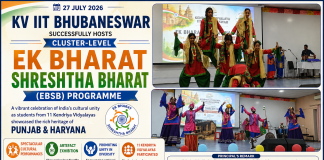KV IIT Bhubaneswar Celebrates India’s Cultural Diversity Through Cluster-Level EBSB Programme Kendriya Vidyalaya IIT Bhubaneswar hosted the Cluster-Level Ek Bharat Shreshtha Bharat (EBSB) programme