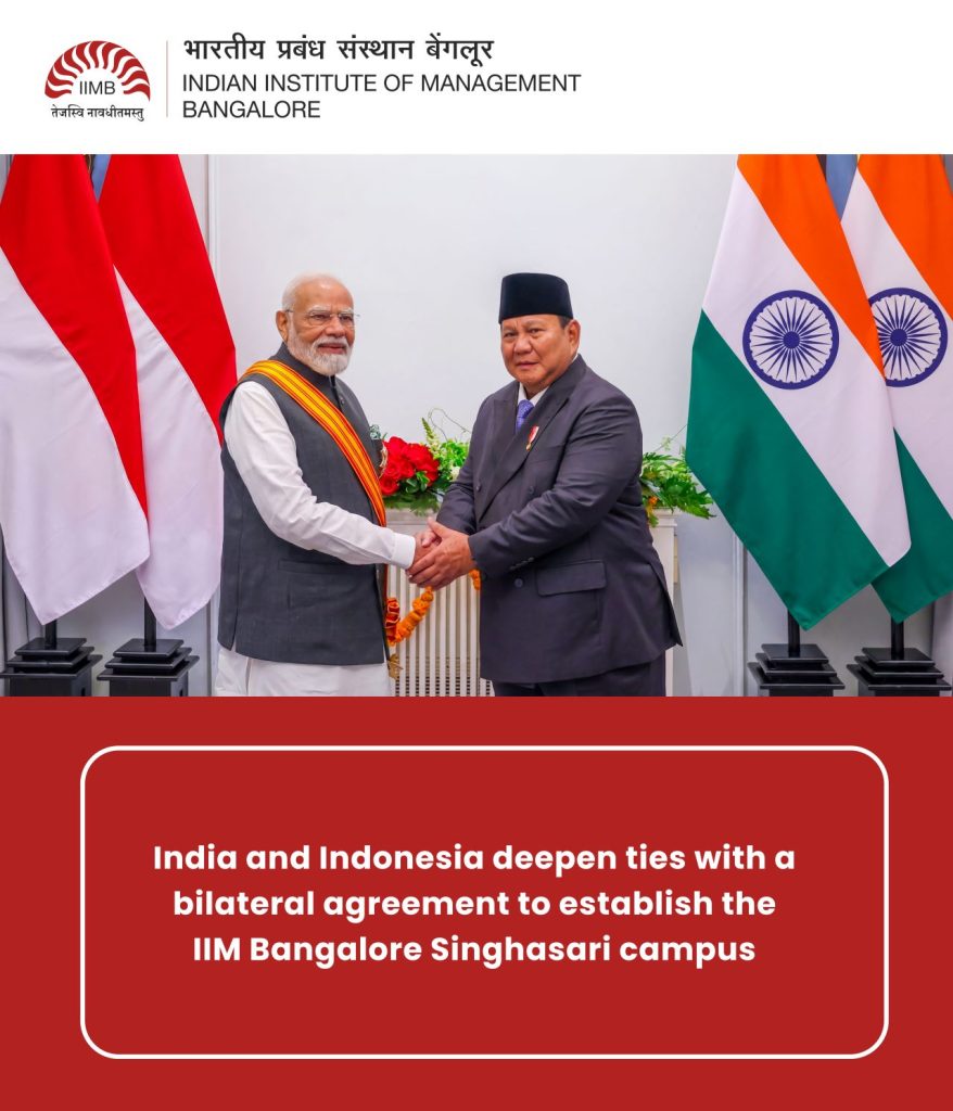 Prime Minister Narendra Modi announces the IIM Bangalore campus in Indonesia.
