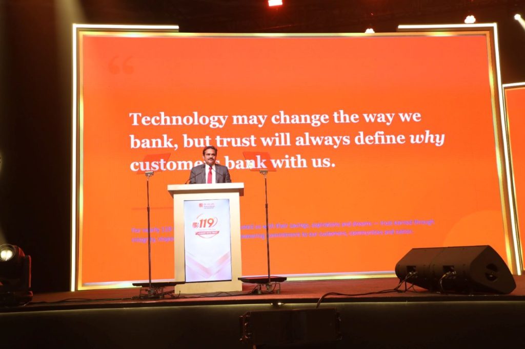 Dr. Debadatta Chand, Managing Director & CEO, Bank of Baroda, addressing the gathering at the Bank's 119th Foundation Day celebrations